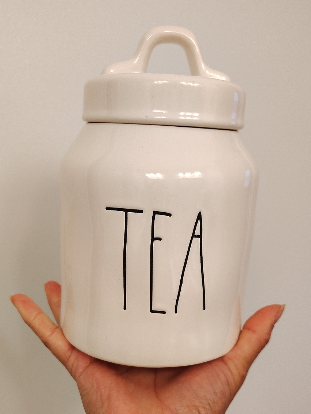 Rae Dunn White Ceramic Canister Jar - TEA